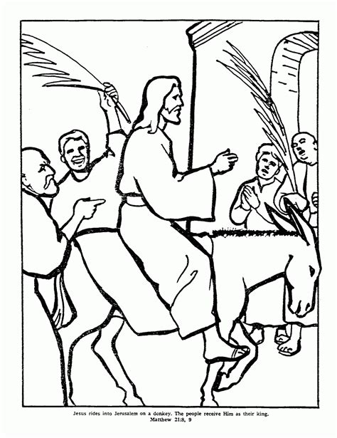 Jesus Triumphal Entry Into Jerusalem On Donkey Coloring Page Coloring