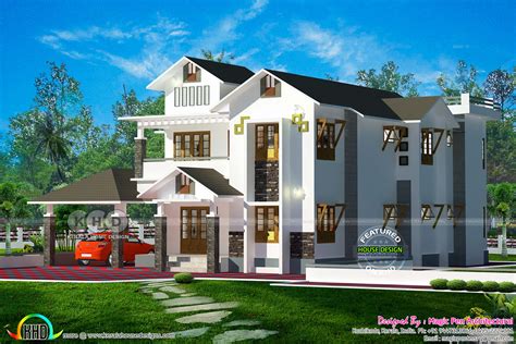 2700 Sq Ft Modern Sloping Roof Home Plan Kerala Home Design And Floor