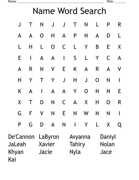 Name Word Search Wordmint