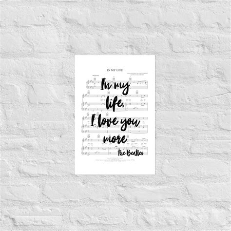In My Life The Beatles Love Song Sheet Music Wall Hanging Art Print