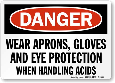 Wear Aprons Gloves Eye Protection Handling Acids Sign Sku