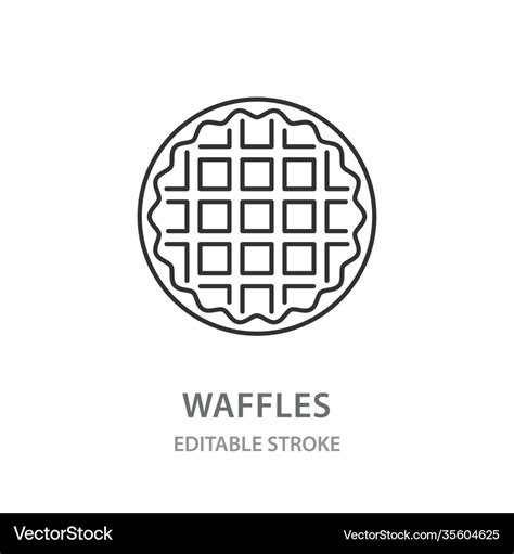 Waffles Line Icon On White Background Editable Vector Image
