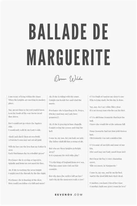 Ballade De Marguerite By Oscar Wilde Sevenov
