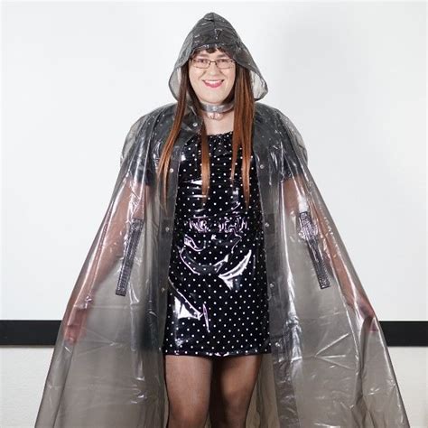 Plastic Mac Vinyl Clothing Rain Wear Shemale Capes Hoods Raincoat