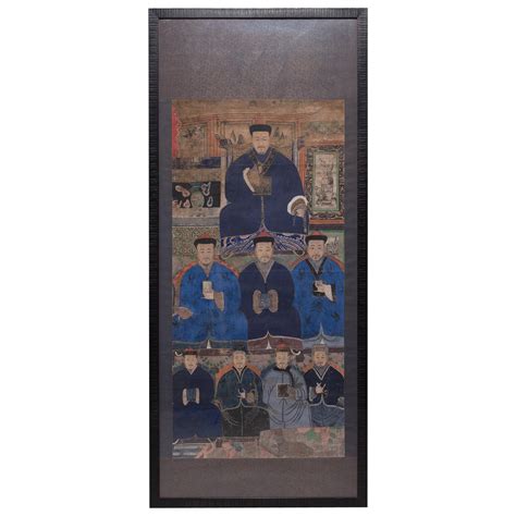 Pair Of Chinese Ancestor Portraits In Carved Rosewood Frames At 1stdibs