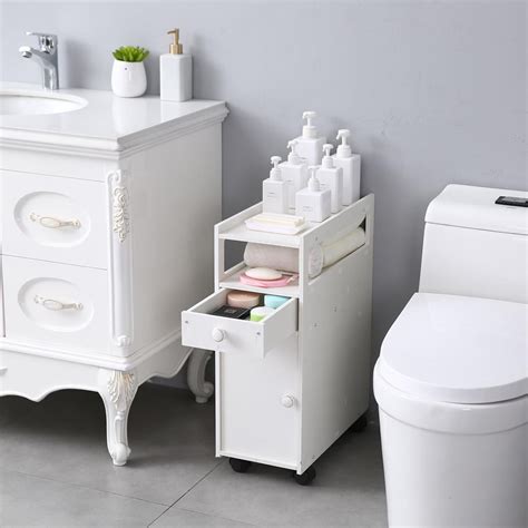 Ktaxon Rolling Narrow Bathroom Side Storage Cabinet Organizer Rack With
