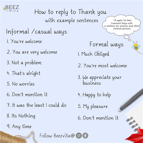 Beez Vita How To Reply To Thank You In Formal And Informalcasual Ways