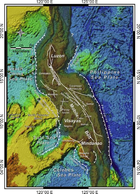 philippines map tectonic features showing zones subduction philippine zone pmb faults salient simplified mobile belt figure including major archipelago negros