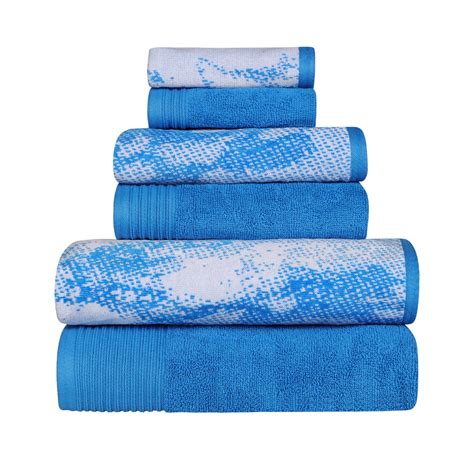 100 Cotton Highly Absorbent 6 Piece Solid And Marble Effect Towel Set