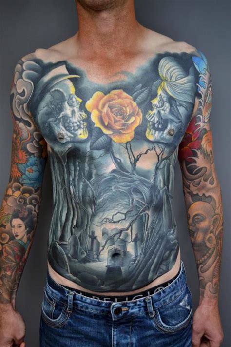 Cemetery Torso Colour Tattoo By Alan Aldred TattooNOW