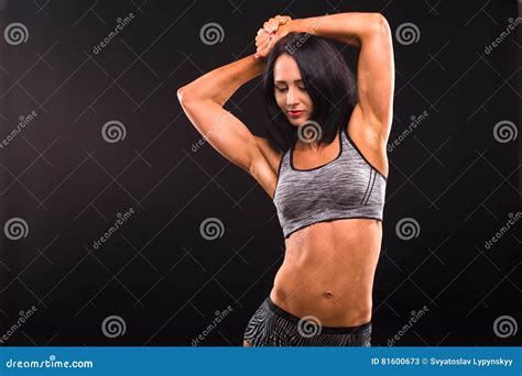 Fitness Womna Posing In Studio Stock Image Image Of Adult Beauty