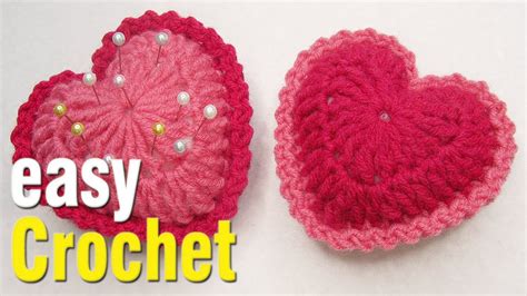 Easy Crochet How To Crochet Heart Pin Cushion For Beginners Free