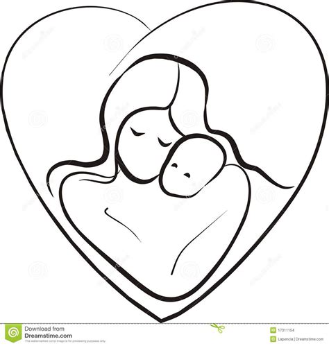 Sketch Of Mother And Baby At Explore Collection Of