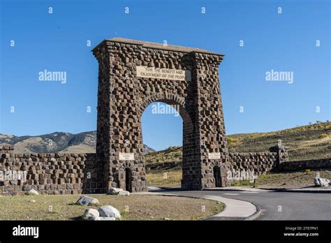 Historic Roosevelt Arch At The North Entrance Of Yellowstone National