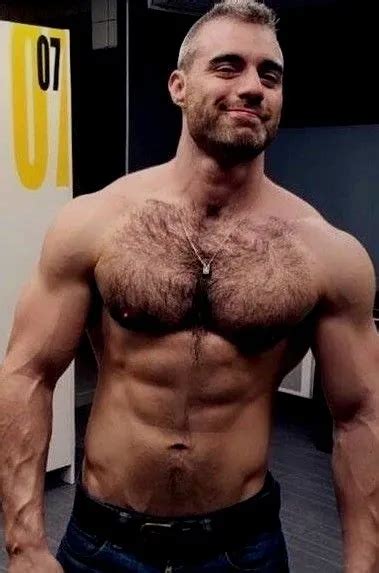 Shirtless Male Muscular Beefcake Hairy Chest Park Hunk Jock Stud Photo