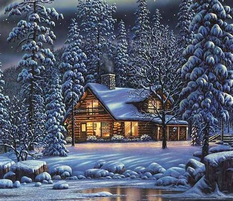 Pin By Francine Gagné On Belles Images De NoËl Cabins In The Woods Winter Cottage Winter Cabin