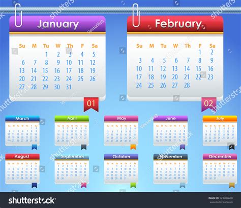 Calendar Year 2013 Vector Template 123707620 Shutterstock