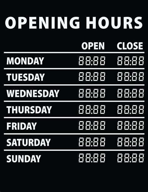 50 Free Business Hours Of Operation Sign Templates Customize And Print