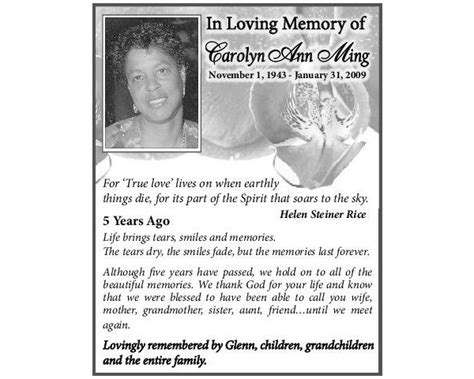 Carolyn Ming Obituary 2014 Hamilton Parish Bermuda The Royal Gazette