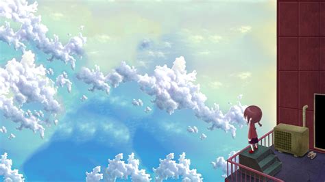 Wallpaper Sunlight Anime Girls Sky Artwork Clouds Aerial View