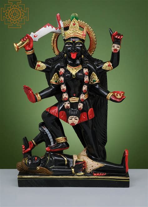 8 Goddess Kali Standing On Lord Shiva Handmade Black Marble