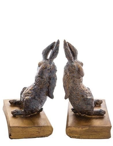 Gilded Bunny Bookends Gold Rabbit Bookends Bookends Faux Gold Leaf