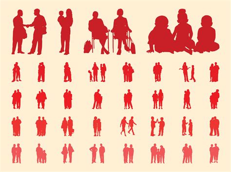 People In Groups Silhouettes Set Vector Art And Graphics