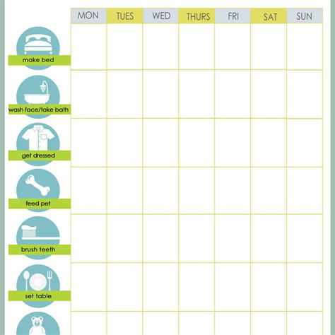 Kid Chore Charts Printable Template Business Psd Excel Word Pdf