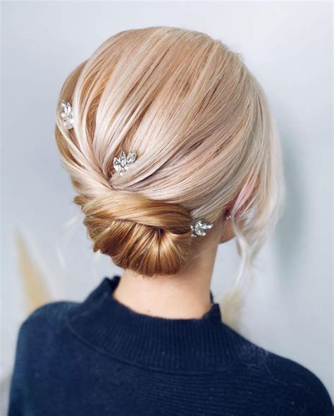 Beautiful Updo Hairstyles For Two Tone Blonde Low Updo