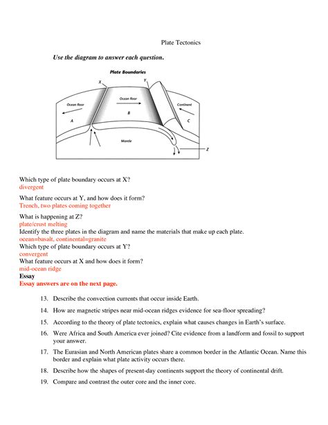 What lies directly beneath the crust? 13 Best Images of Divergent Boundaries Worksheet - Plate ...