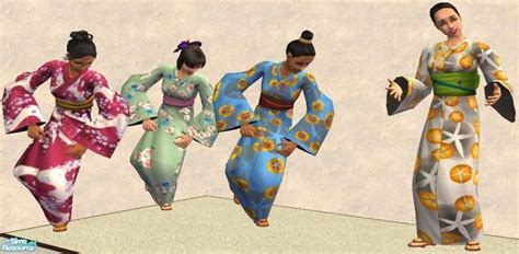 Mod The Sims Updatedtraditional Japanese Clothing Set Japanese