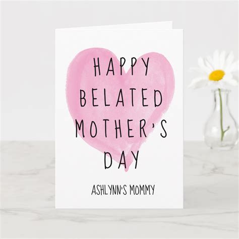 Pink Heart Happy Belated Mothers Day Card Zazzle