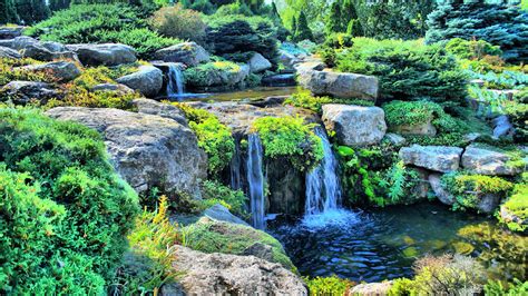 Small Waterfall In The Park Hd Wallpaper 1744902