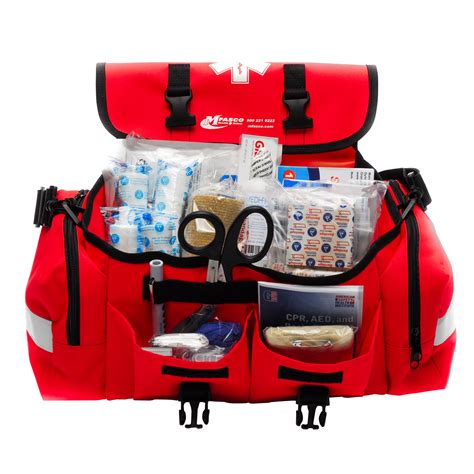 Emergency Response First Aid Kit Packed In Red Emt Type Bag By Mfasco