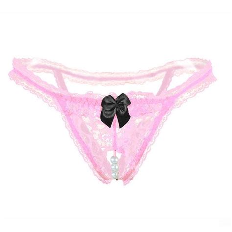 Lace Open Crotch Pearls Sexy Thong Mini Micro Thongs G String Lady Underwear Beading Panties