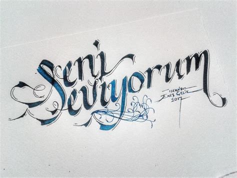 Seni Seviyorum Kaligrafi Calligraphy Watercolor Art Aşk Love