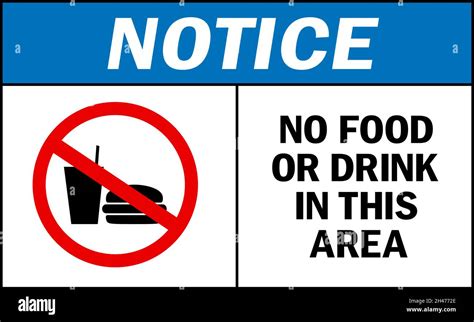 No Food Or Drink In This Area Notice Sign Labels And Stickers Stock