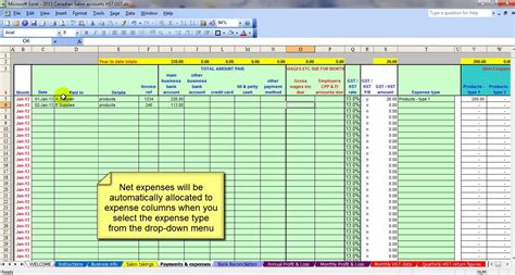 Bookkeeping Excel Spreadsheet Template —