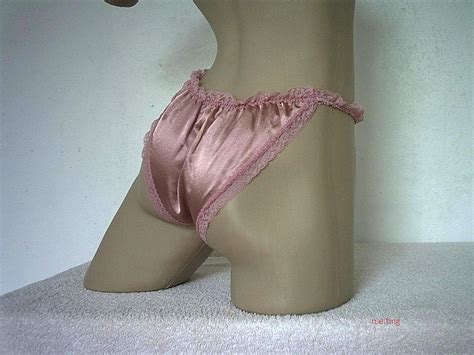 Pink High Cut Silky Satin String Bikini Panties Frilly Knickers 16 18 1 2XL