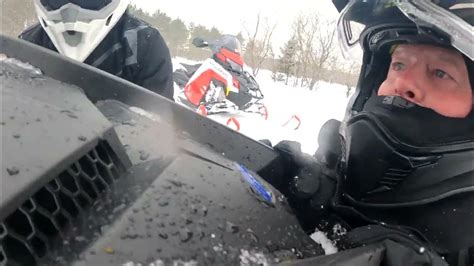 Snowmobile Stuck On A Stump How Did I Not See It Youtube