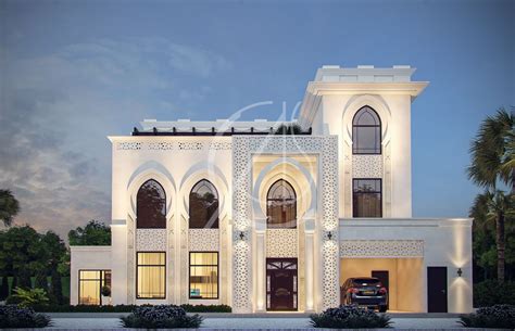 White Stone With Geometric Patterns Adorn The Modern Islamic Villa