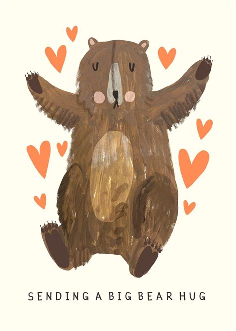 Sending A Big Bear Hug Card Greetings Thinking Of You Just Etsy Uk