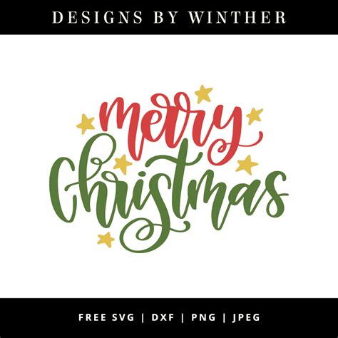 Free Merry Christmas SVG DXF PNG & JPEG – Designs By Winther