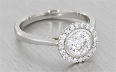 Bezel Set Halo Engagement Ring Portfolio Durham Rose