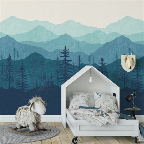 Mountain Wallpaper Woodland Wallpaper Forest Blue Ombré