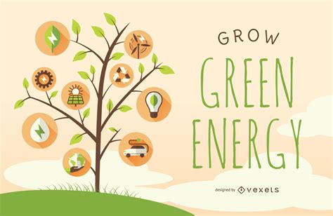 Cartaz De Energia Verde Com árvore E ícones Baixar Vector