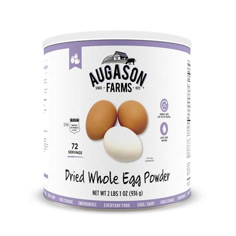 Augason Farms Gluten Free Dried Whole Powdered Eggs 2 Lbs 1 Oz Can