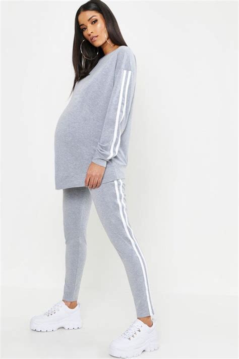 Maternity Contrast Stripe Loungewear Set Maternity Clothes Womens