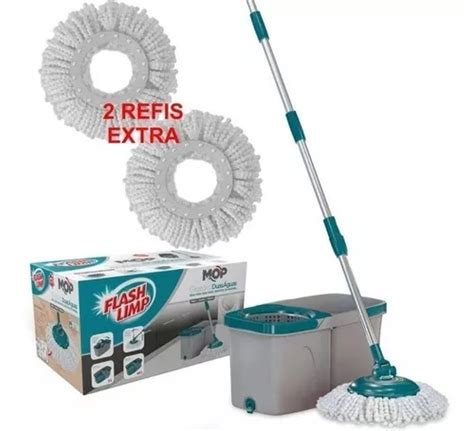 Mop Duas Aguas Giratório Fit Inox C 2 Refil Extra Flashlimp