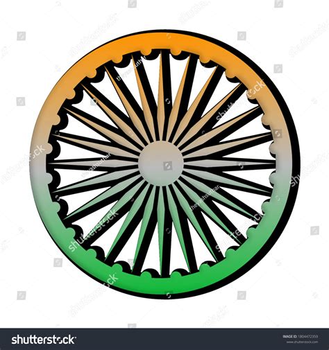Vektor Stok Illustration Ashok Chakra Official Indian Flag Tanpa